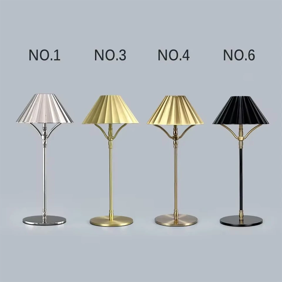 Metal Scallop Cordless Table Lamp Home Decor Battery Led Rechargeable Gold Table Lamp factory